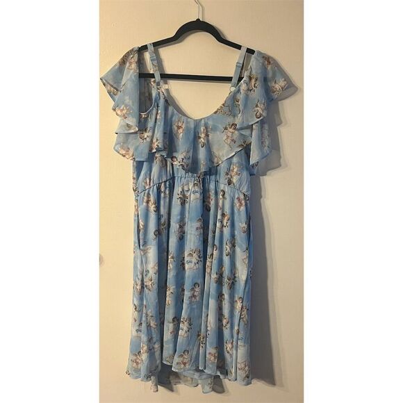 Torrid 1 Chiffon Cupids Chapel Angels Cold Shoulder Mini Dress 1x 14 16 NWT - Picture 5 of 11